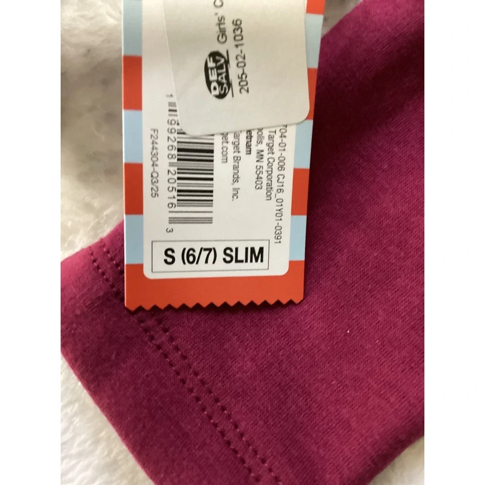 Cat & Jack Girls Slim Fleece Lined Leggings Burgundy Maroon Size‎ S 6/7 sLIM NWT